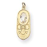 14k Solid April Birthstone White Topaz Baby Shoe Charm