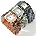 TV Sample: Manhattan Round Crystal Black Strap Bracelet Watch
