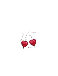 Ruby Murano Glass Heart Earrings