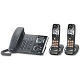 21Jw1hjdA7L. SL160  Panasonic Products   Phone System 6.0, w/2 Handsets, 1.9GHz., Expandable, Black   Sold as 1 EA   DECT 6.0 two line expandable phone system is a full featured system that is expandable to six cordless handsets. Operating in the 1.9GHz frequency range, phone will not conflict with other wireless devices such as computer routers, wireless keyboards, microwave ovens and other common household devices. Phone system offers Caller ID, two phone lines, a 1.9GHz frequency, backlit keypad, three line LCD,
