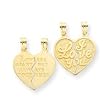 14k I Love You Heart Break-A-Part Reversible Pendant - Measures 5x17mm