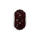 Garnet Red Pave Crystal Story Bead Slide-on Charm Sterling Silver