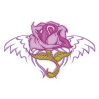 Purple Rose Wings Glitter Temporary Tattoo 2.5x3.5