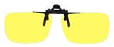 Polycarbonate Clip-on Flip-up Canary Yellow Enhancing Driving Glasses - Rectangle - 52mm Wide X 35mm High (117mm Wide)