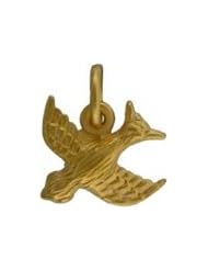Tiny Song Bird or Swallow Charm in Gold Vermeil, #7643
