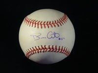 Giles, Brian Autographed/Hand Signed Major League Baseball in Blue Ink on the Sweet Spot