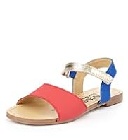 Leather Colour Block Strappy Sandals