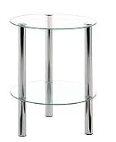 Crystal Clear Glass and Chrome / Steel 2 Tier Round Shelf Coffee Table 21Jxx7xSJdL. SL160