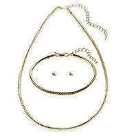 Gold Plated Snake Necklace, Bracelet & Earrings Set
