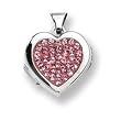 Sterling Silver Pave Pink Crystal 15mm Heart Locket