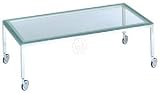 Produkt-Bild: Couchtisch auf Rollen aus verchromtem Stahlrohr, Ablage aus Sicherheitsklarglas, Breite 120cm x Ti