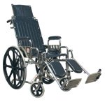 E&J Traveler Recliner Wheelchair 16 x 17 with Full Arms & Elevating Legrests