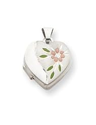 Sterling Silver Floral 15mm Heart Locket