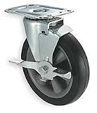 Industrial Grade 1UHV4 Swivel Caster w/Brake, 5 In, 130 Lb, Rubber