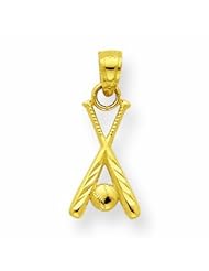 10K Gold Baseball w/Bats Charm