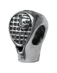 Genuine Zable (TM) Product. 925 Sterling Silver Tennis Racket Bead Charm. 100% Satisfaction Guaranteed.