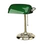 Ledu L557BR Traditional Banker's Lamp, 14 High, Green Glass Shade, Brass Base