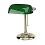 Ledu L557BR Traditional Banker's Lamp, 14 High, Green Glass Shade, Brass Base