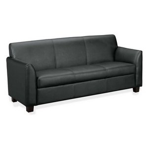 Basyx Tailored Leather Reception Three-Cushion Sofa 73 x 28-34 x 32 Black