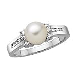 14kt. White Gold, Pearl & Diamond Fashion Ring
