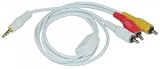 3.5mm Male / 3 RCA, iPod / MP3 Audio/Video Cable, White, 3 ft