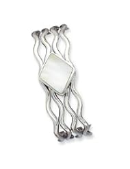 Sterling Silver Yellow Mother of Pearl Cuff Bangle Bracelet QB392"