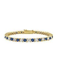 Sapphire and Diamond Tennis Bracelet : 18K Yellow Gold â€" 5.00 CT TGW