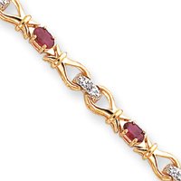14k Diamonds and Rubies Fancy Diamond Ruby Bracelet by JewelryWeb