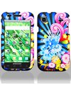 Premium - Samsung T959/Vibrant Rubber Design Neon Floral Cover - Faceplate  ....