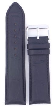 Black Leather Band Crocodile Grain 24 mm