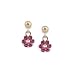 14k Gold Rose Crystal Flower Drop Earrings