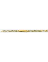 4mm 14k Light Figaro Yellow Pave ID Bracelet 6"