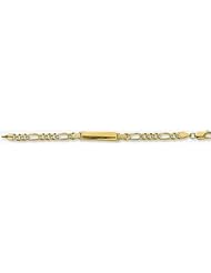 4mm 14k Light Figaro Yellow Pave ID Bracelet 5.5"