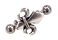 Fleur De Lis Steel Body Jewelry Barbell