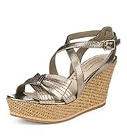 Autograph Leather Half Bow Wedge Sandals with Insolia®