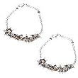 Ankle Bracelet for Kids Sterling Silver Tiger's Eye Pair 7.75 inches (knklt024)