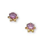 14K Yellow Gold Teens February Birthstone Stud Earrings (Pair)