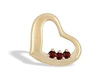 14K Yellow Gold Genuine Round Garnet Heart Pendant