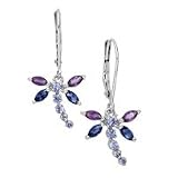 10kt. White Gold, Tanzanite, Amethyst & Iolite Dragonfly Earrings