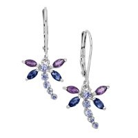 10kt. White Gold, Tanzanite, Amethyst and Iolite Dragonfly Earrings by Fred Meyer Jewelers