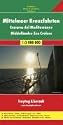 Mittelmeer-Kreuzfahrten / Mediterranean cruises 1 : 2 000 000.  Autokarte. Klimatabellen. F&auml;hren. Entfernungen in km. H&auml;fen