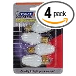 Feit Electric BP4C7 W 4 4-Watt C7 Night Light Bulb with Candelabra Base, White, 4 Pack by Feit Electric