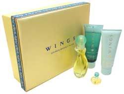 Wings by Giorgio Beverly Hills for Women 4 Piece Jewelry Series Box Set Includes: 1.7 oz Eau de Toilette Spray + Parfum Miniature Collectible + 3.4 oz Shower Gel + 3.4 oz Body Lotion