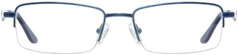 Half Rim Metal Rectangular Reading Eyeglasses Frame - Prescription Ready (Blue)