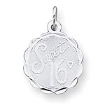 Sterling Silver Sweet Sixteen Disc Charm