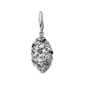14k White Gold Genuine Amethyst Pink Tourmaline Charm 2mm by JewelryWeb