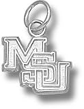 Mississippi State Bulldogs Solid Sterling Silver ''MSU'' 3/8'' Pendant