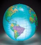 Inflatable Light-up Globe;5000-hour LED bulb,hook,string,repair kit,three alkaline batteries,act gde