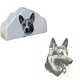 German Shepherd Napkin Holder, Porcelain by Rosalinde