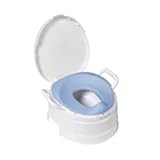 PRIMO 4-In-1 Soft Seat Toilet Trainer and Step Stool White with Pastel Blue Seat